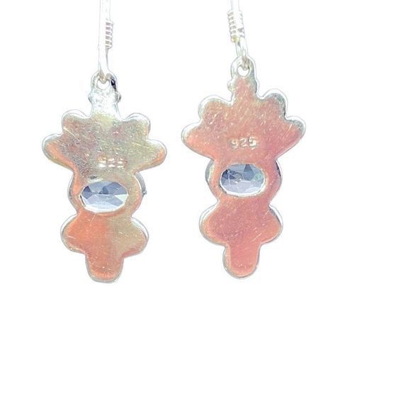 VNTG Victorian 925 Sterling Silver & Real Blue Topaz Drop Earrings — Like New - Picture 5 of 7